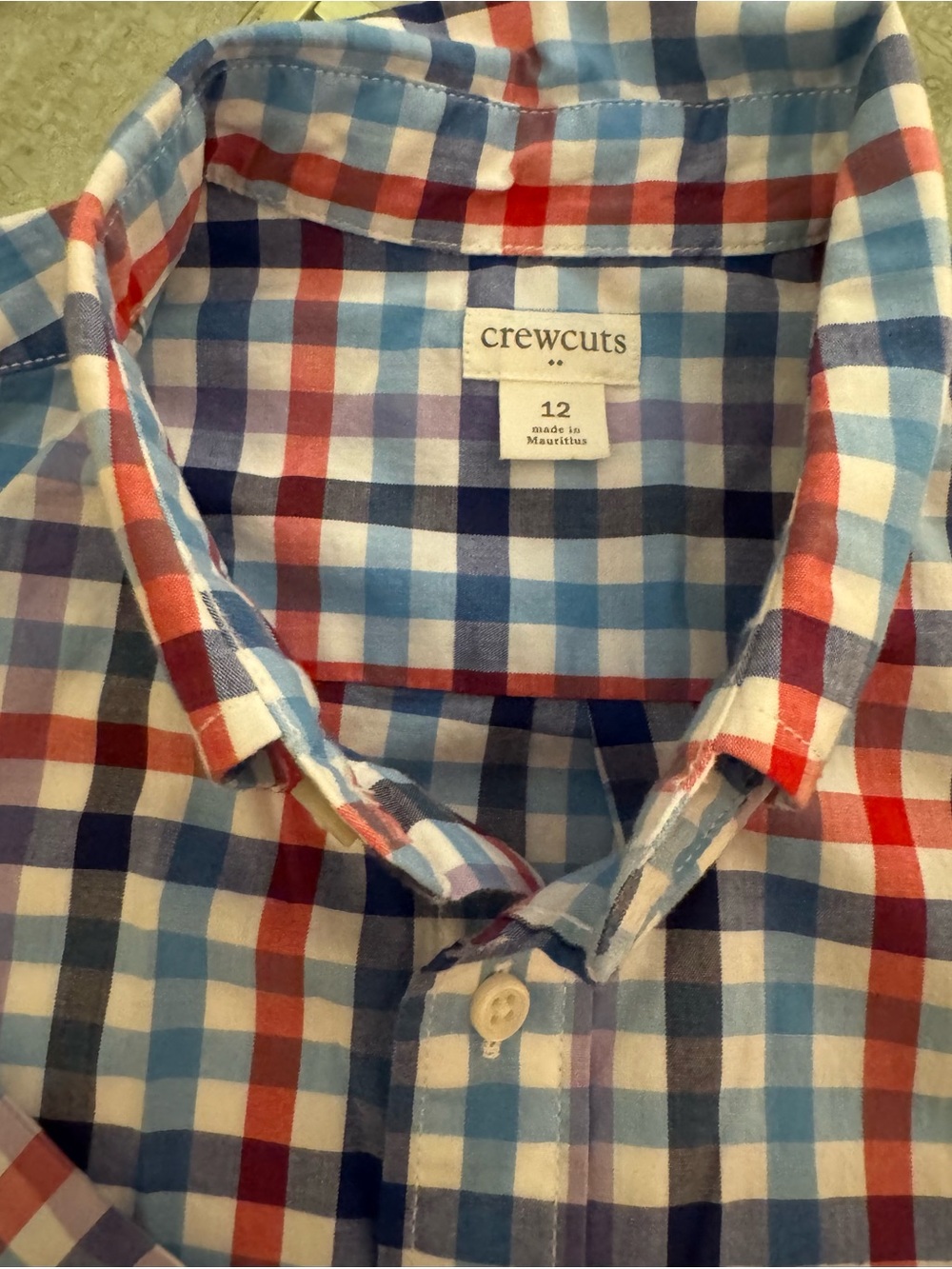 crewcuts Boys' Multicolor Plaid Button-Down Shirt - Blue/Red - size 12